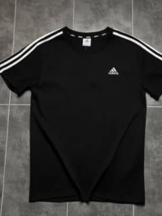 adidas Other - Adidas Black Athletic T-Shirt Men's Short Sleeve 3-Stripes Sport Training Tee